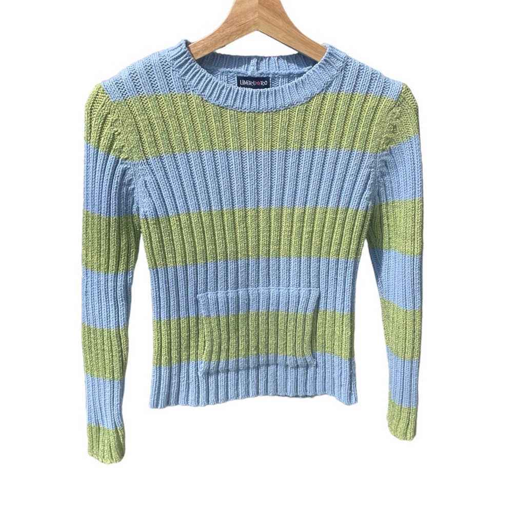 Green & Blue Glitter Knit Sweater by Limited Too